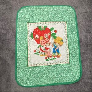 Vintage Strawberry Shortcake Huckleberry Pie Quilted Baby Blanket 80s 90s Fabric